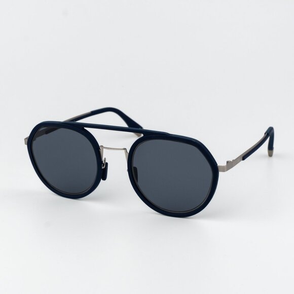 Fendi Men Sunglasses Matte Blue Silver Blue Round FE40040U 90V BRAND NEW
